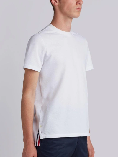 Shop Thom Browne White Cotton Pique Center Back Stripe Relaxed Fit Tee