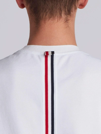 Shop Thom Browne White Cotton Pique Center Back Stripe Relaxed Fit Tee