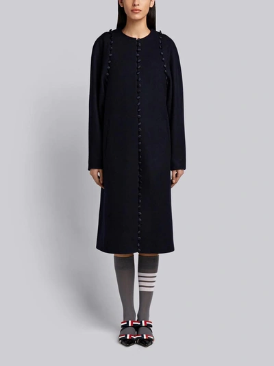 Shop Thom Browne Bridal Button Melton Overcoat In Blue