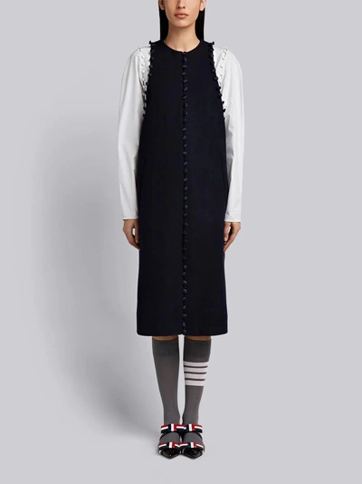 Shop Thom Browne Bridal Button Melton Overcoat In Blue