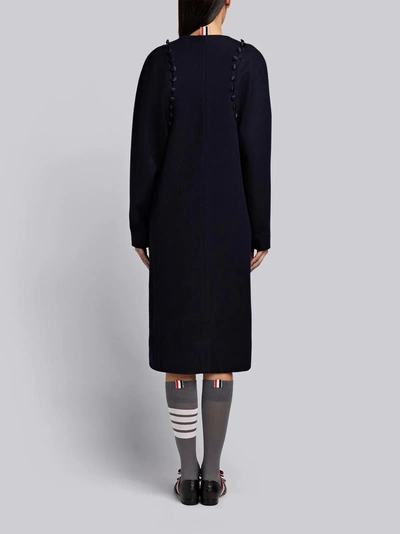 Shop Thom Browne Bridal Button Melton Overcoat In Blue