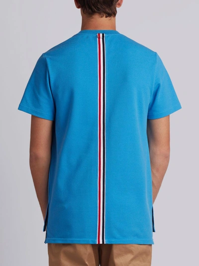 Shop Thom Browne Relaxed Fit Short Sleeve Tee With Center Back Red, White And Blue Stripe In Classic Piqu