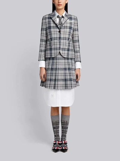 Shop Thom Browne Tartan Wool Sport Coat In Grey