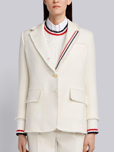 Shop Thom Browne Frayed Wide Lapel Sport Coat In White