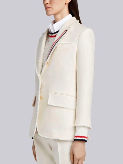 Shop Thom Browne Frayed Wide Lapel Sport Coat In White