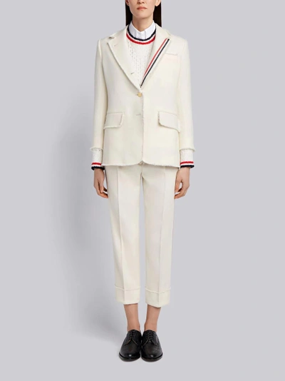 Shop Thom Browne Frayed Wide Lapel Sport Coat In White