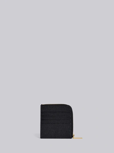 Shop Thom Browne Vertical Intarsia Stripe Zip-around Wallet In Pebble Grain Leather In Black