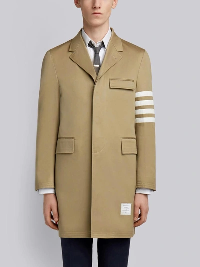 Shop Thom Browne Unconstructed 4-bar Stripe Classic Chesterfield Overcoat In Neutrals