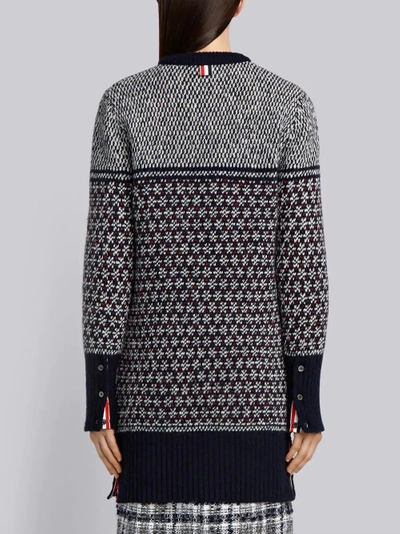 Shop Thom Browne Pullover Dress With Duck Toy Icon In Mohair Tweed In Blue