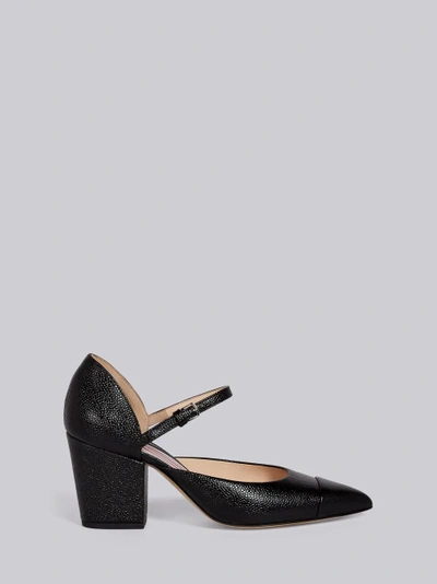 Shop Thom Browne Mid-block D'orsay Heel In Pebble Grain Leather In Black