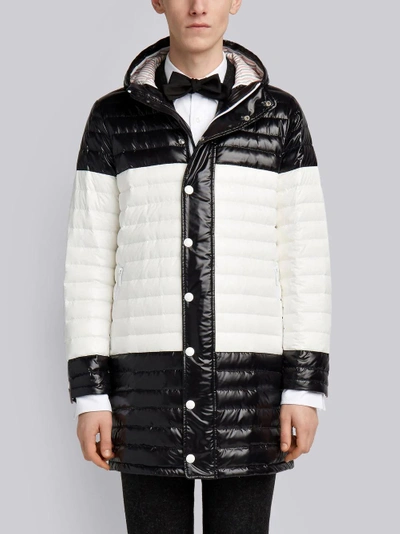 Shop Thom Browne Bicolor Quilted Down Satin Tech Coat In Black