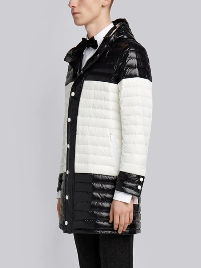 Shop Thom Browne Bicolor Quilted Down Satin Tech Coat In Black