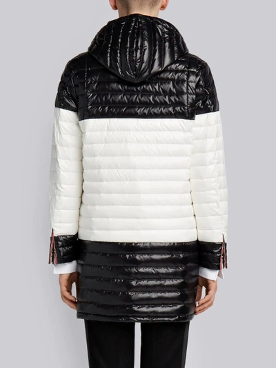 Shop Thom Browne Bicolor Quilted Down Satin Tech Coat In Black