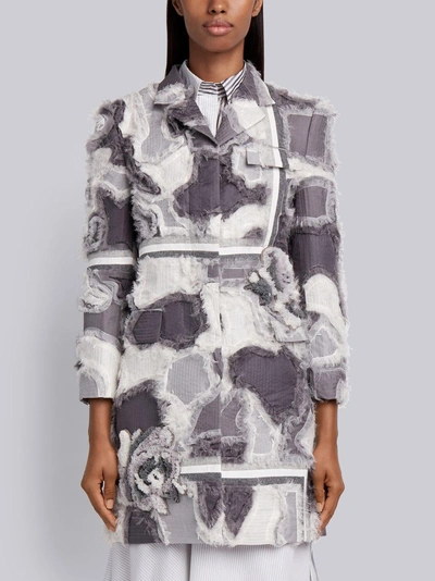 Shop Thom Browne Patchwork Intarsia Chesterfield In Grey