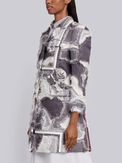 Shop Thom Browne Patchwork Intarsia Chesterfield In Grey