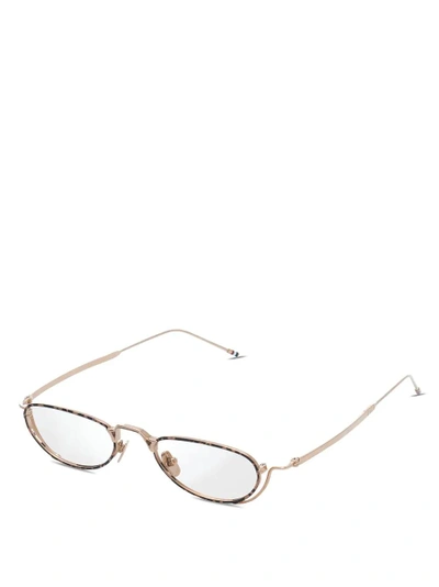 Shop Thom Browne Eyewear White Gold & Tortoise Glasses