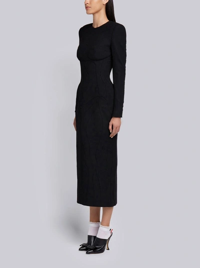 Shop Thom Browne Wool Crepe Anatomical Body Con Dress In Black