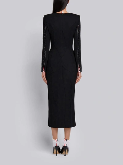 Shop Thom Browne Wool Crepe Anatomical Body Con Dress In Black