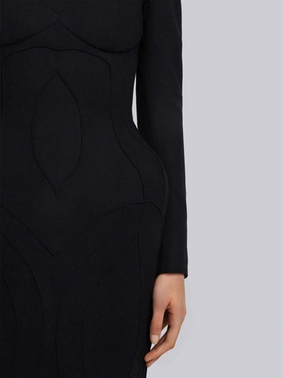 Shop Thom Browne Wool Crepe Anatomical Body Con Dress In Black