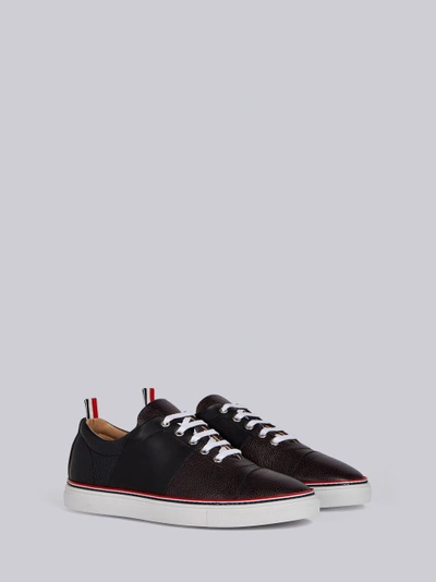 Shop Thom Browne Color-block Pebble Grain Trainer In Grey