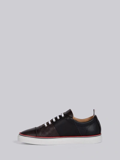 Shop Thom Browne Color-block Pebble Grain Trainer In Grey