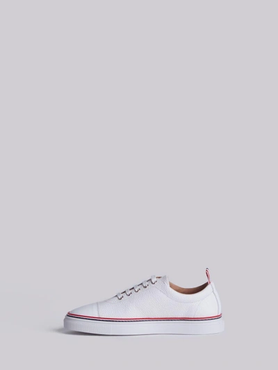 Shop Thom Browne Tennis Collection Straight Toe Cap Trainer In White