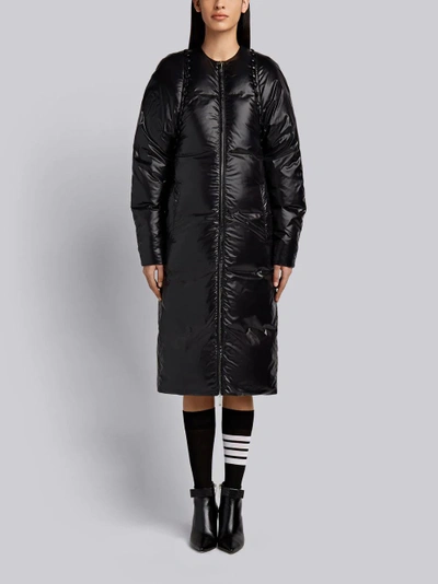 Shop Thom Browne Bridal Button Satin Tech Overcoat In Black
