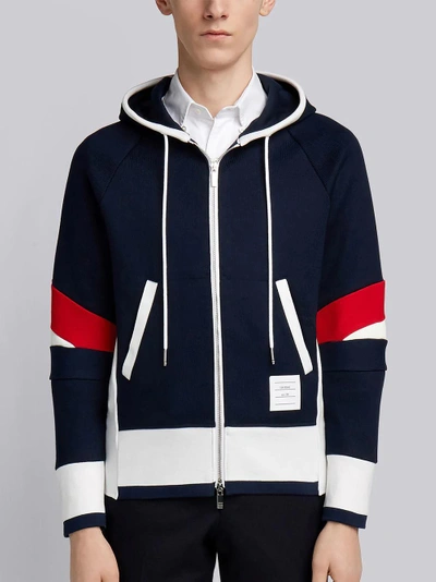 Shop Thom Browne Articulated Chunky Jersey Hoodie In Blue