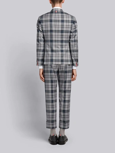 Shop Thom Browne Tartan Suit With Tie In Grey