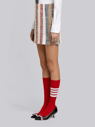 Shop Thom Browne Notched Hem Mini Skirt In Stripe Eyelash Tweed In Multicolour