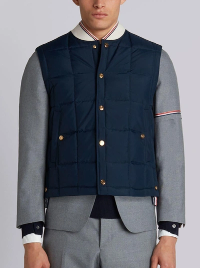 Shop Thom Browne Quilted Down Nylon Tech Vest In Blue