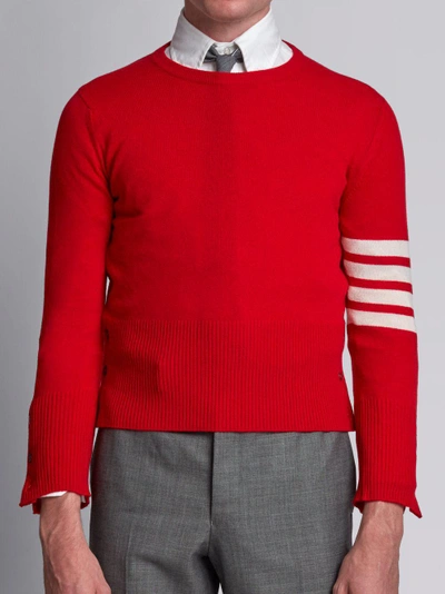 Shop Thom Browne 4-bar Short Cashmere Pullover In Red