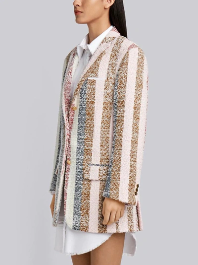 Shop Thom Browne Striped Eyelash Tweed Sport Coat Dress In Multicolour