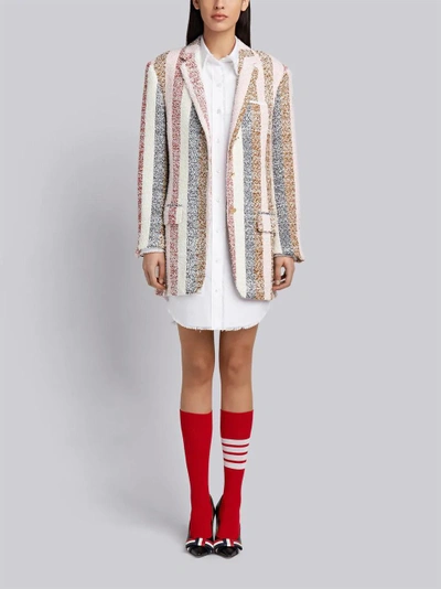 Shop Thom Browne Striped Eyelash Tweed Sport Coat Dress In Multicolour