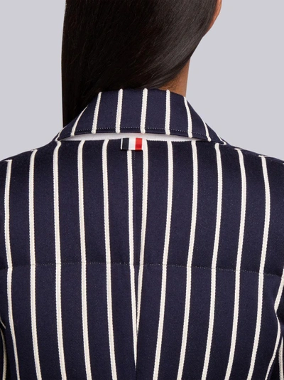 Shop Thom Browne Chenille Banker Stripe Wool & Cotton Overcoat In Blue