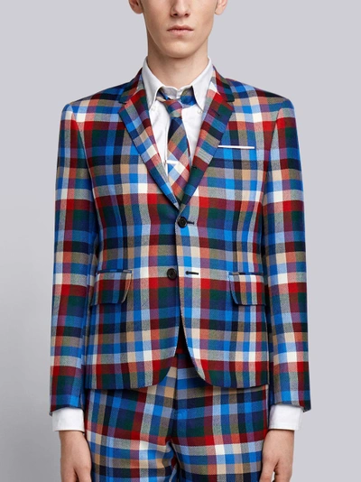 Shop Thom Browne Gingham Tartan Check Sport Coat In Multicolour