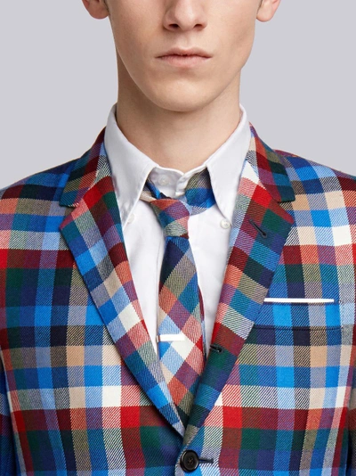 THOM BROWNE 苏格兰格纹斜纹高袖笼单排扣西服外套
