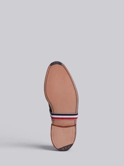 Shop Thom Browne Classic Long Wingtip Brogue With Grosgrain Strap In Black