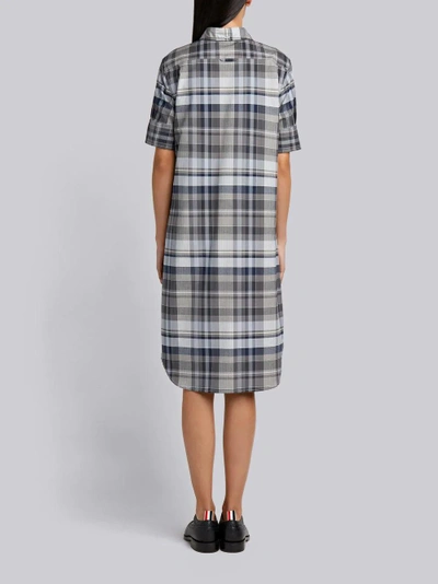 Shop Thom Browne A-line Cotton Shirtdress In Grey