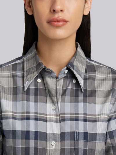 Shop Thom Browne A-line Cotton Shirtdress In Grey