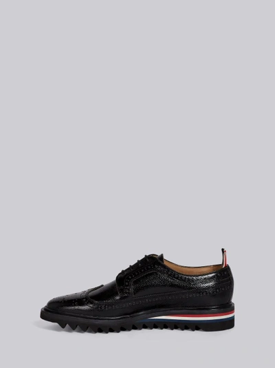 Shop Thom Browne Threaded Sole Longwing Brogue In Black
