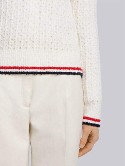 Shop Thom Browne Crewneck Pullover With Red, White And Blue Tipping Stripe In Merino Wool Boucle Blend