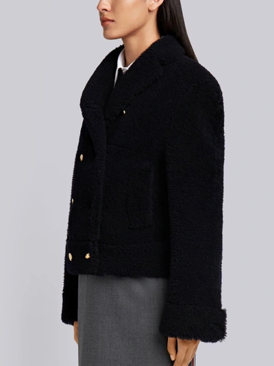 Shop Thom Browne Dyed Shearling Sport Coat In Blue