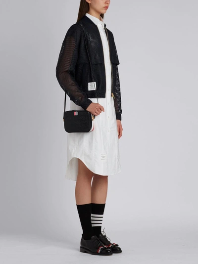 Shop Thom Browne Rwb Stripe Mini-business Crossbody Bag In Black