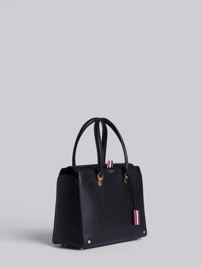 Shop Thom Browne Mrs. Thom Pebbled Leather Tote Bag In Black