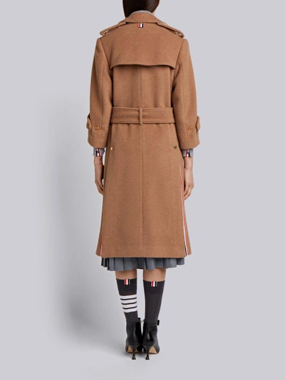 Shop Thom Browne Camel Hair Double-breasted Trench Coat In Neutrals