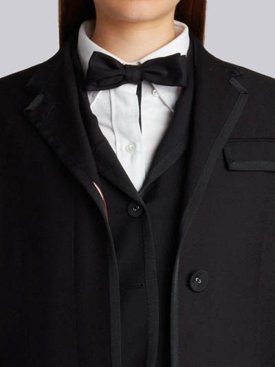 Shop Thom Browne Classic Chesterfield Overcoat With Grosgrian Tipping In Black Crepe Suiting