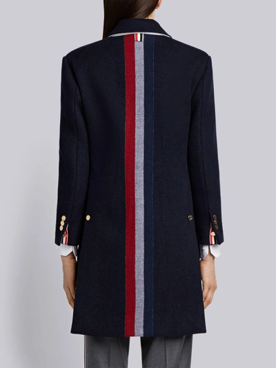 Shop Thom Browne Unlined Stripe Wool Overcoat In Blue