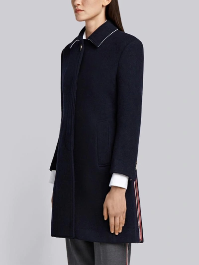 Shop Thom Browne Unlined Stripe Wool Overcoat In Blue