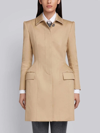 Shop Thom Browne Mackintosh Bal Collar Tuck Hip Coat In Neutrals